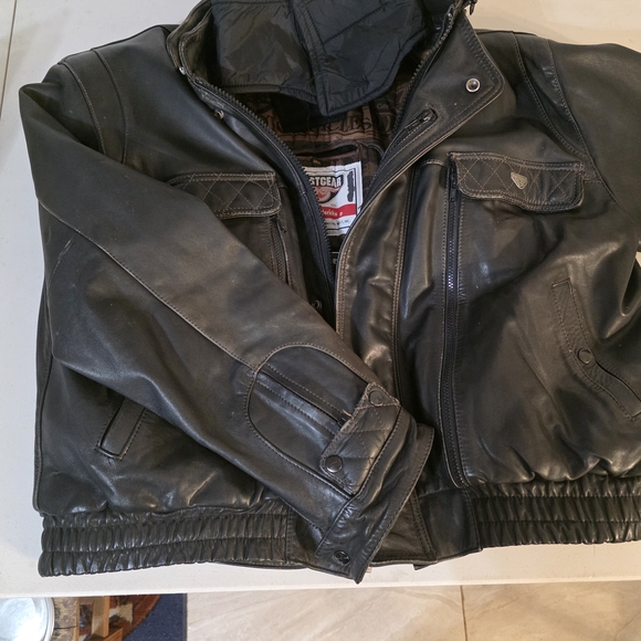 Men's Black Leather Bomber Jacket by West Coast Choppers